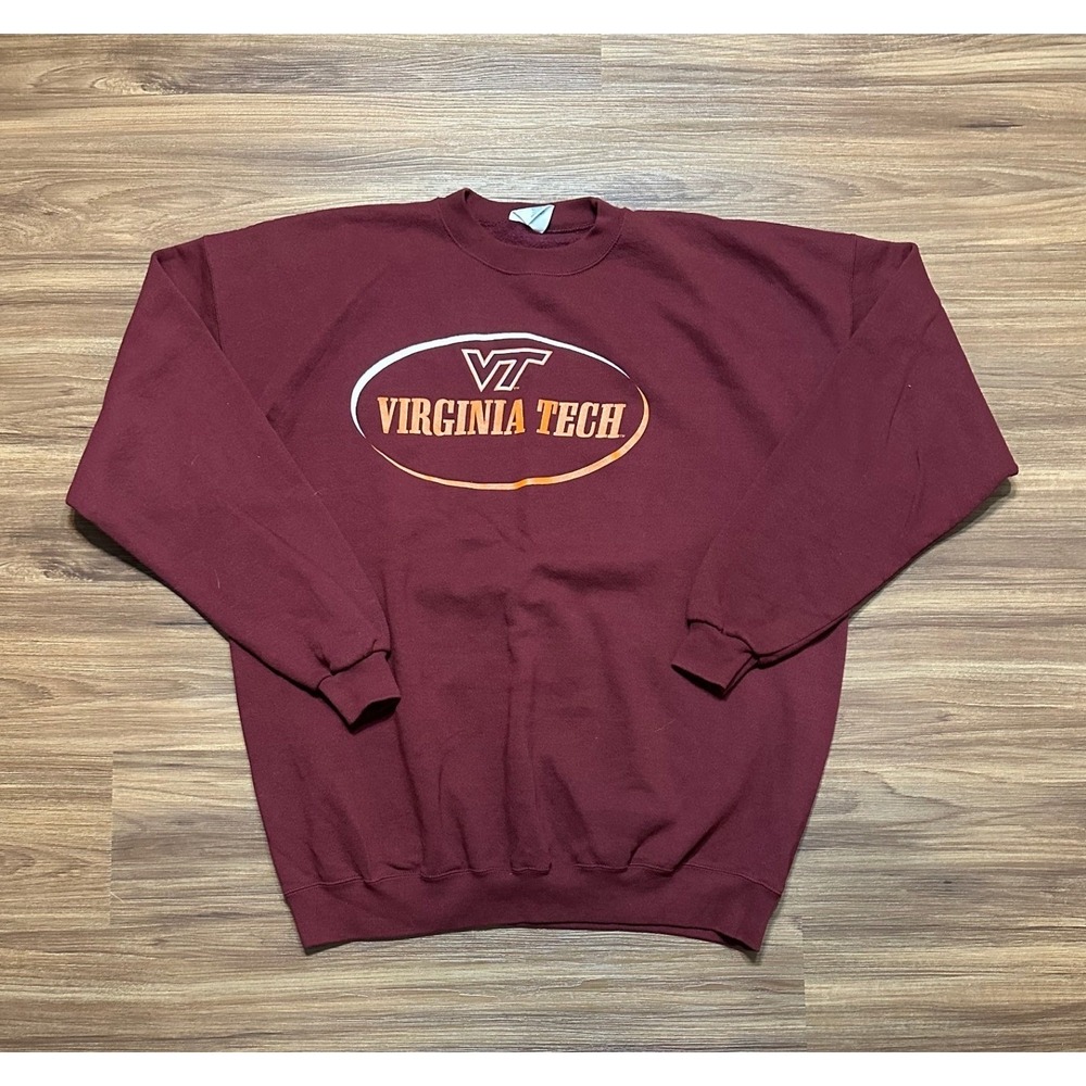 VTG Virginia Tech Hokies Maroon Sweatshirt Pullover Men Sz XXL Santee USA Made